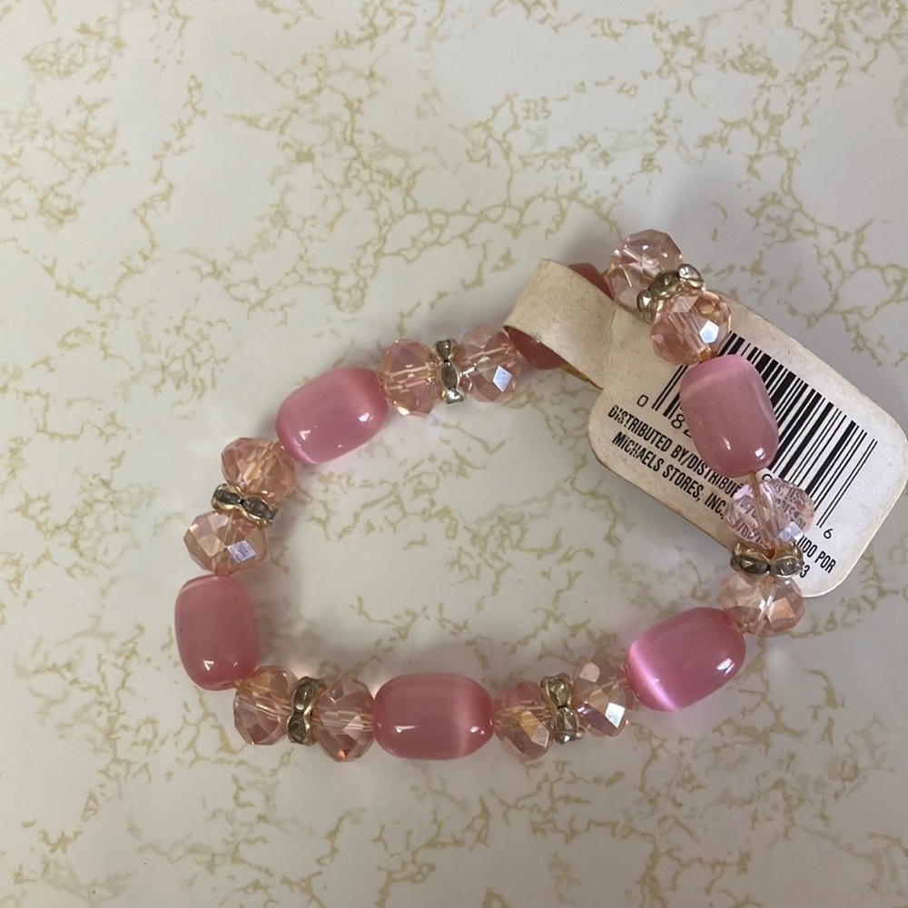 Pink Beaded stretch Bracelet nos